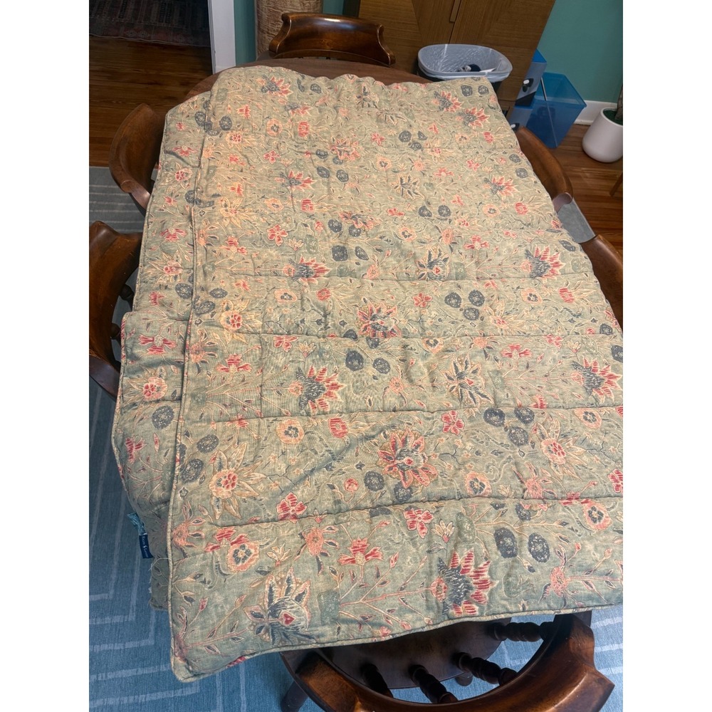 Vintage Ralph Lauren Isabella Twin Size Comforter Sage Floral Cotton Linen USA - Picture 5 of 6